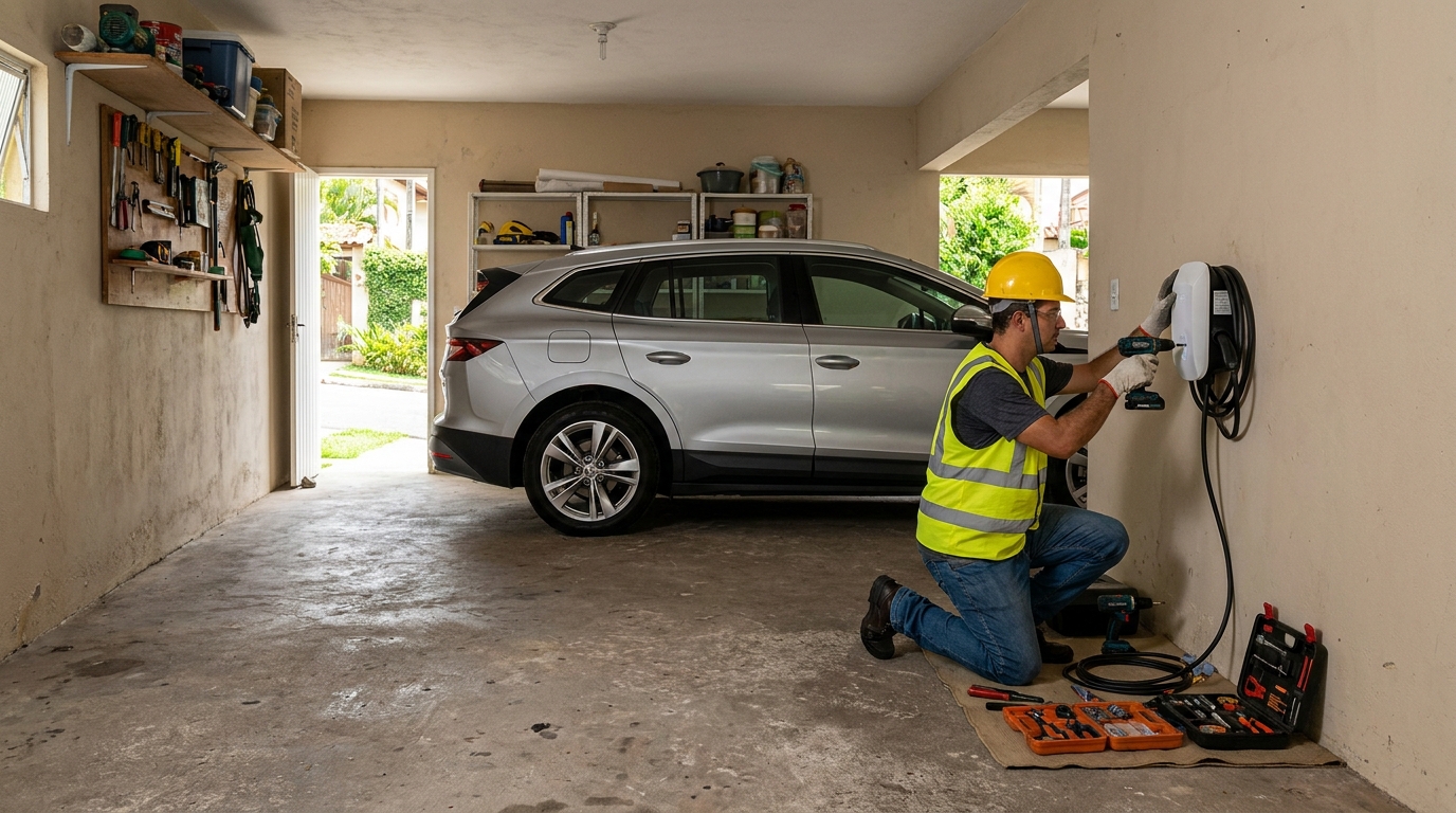 Instalacao de carregador de carro eletrico residencial em Porto Velho‑RO