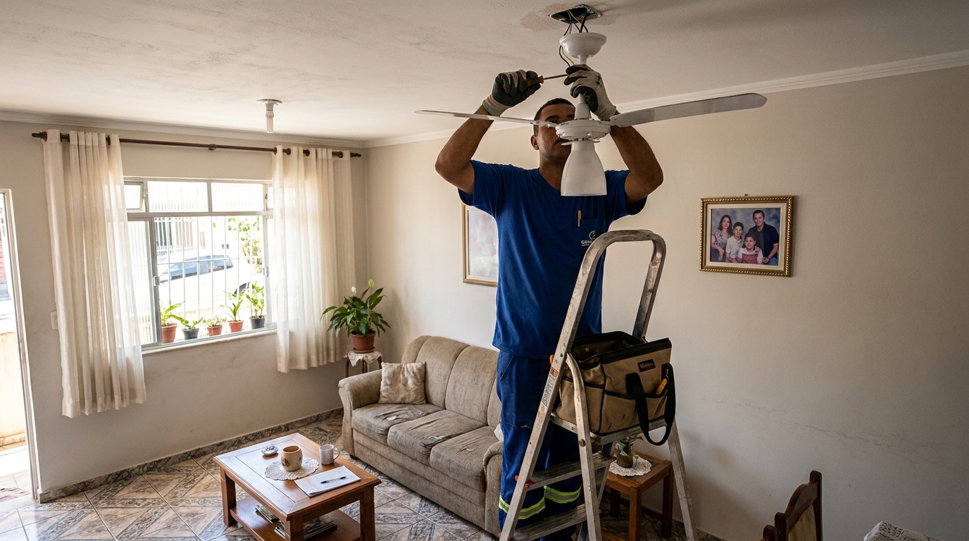 Instalacao de ventilador de teto residencial em Porto Velho‑RO